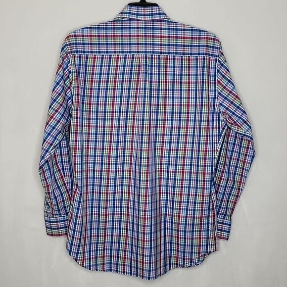 Peter Millar Madras Plaid Button Down Dress Shirt Size Large - Picture 8 of 9